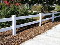 <b>White Vinyl Two Rail Ranch Rail with New England Post</b>